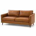 Canapé 2 places en similicuir marron cognac, style contemporain, 180 x 85 x 82 cm