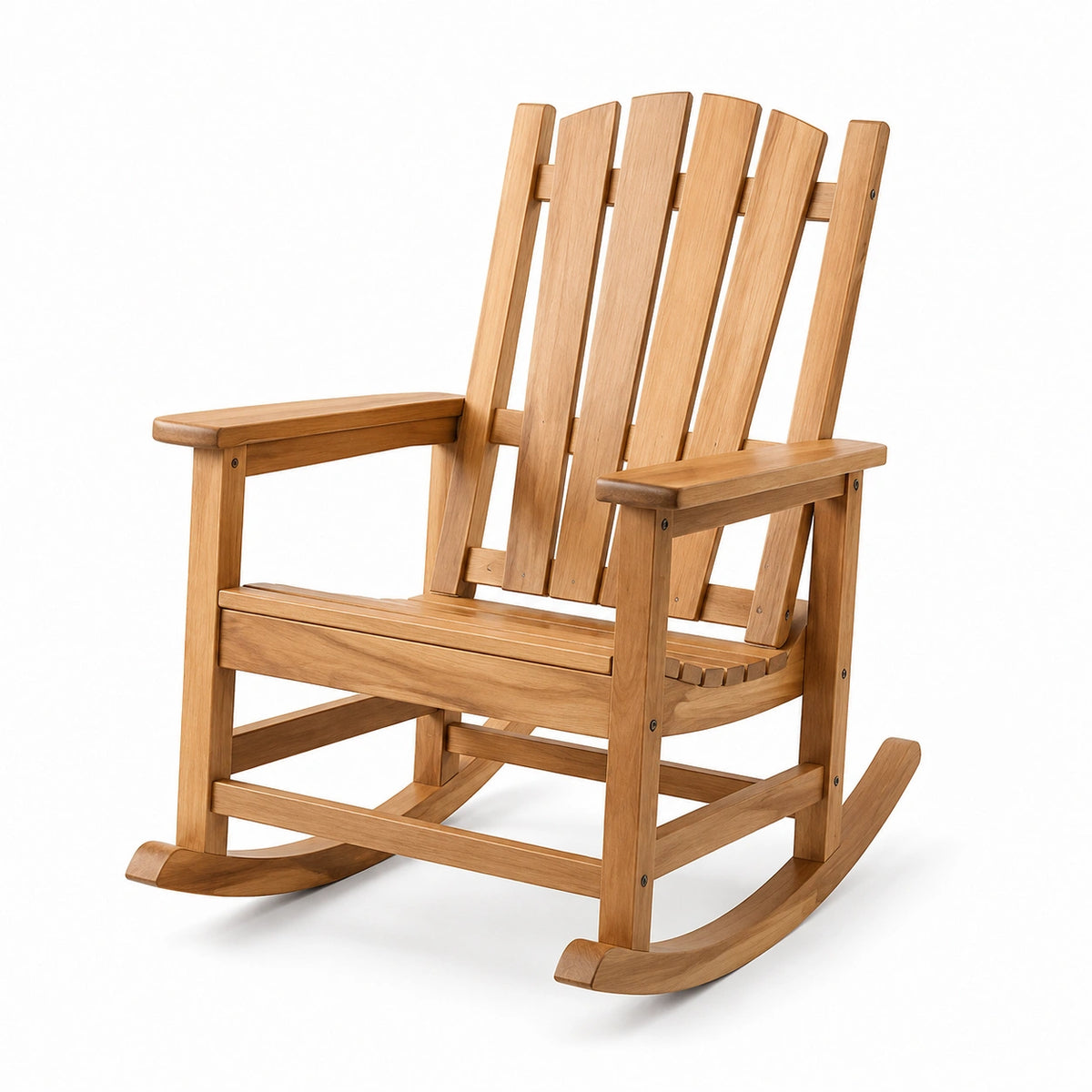 Fauteuil à bascule Adirondack en bois marron clair, 75 x 90 x 100 cm