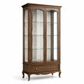 Vitrine classique en bois brun et verre transparent, 100 x 42 x 190 cm