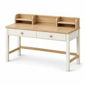 Bureau blanc cassé et bois naturel 120 x 55 x 100 cm avec 2 tiroirs et 2 étagères