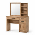 Coiffeuse rustique avec miroir et rangements, 100 x 40 x 150 cm, marron et noir