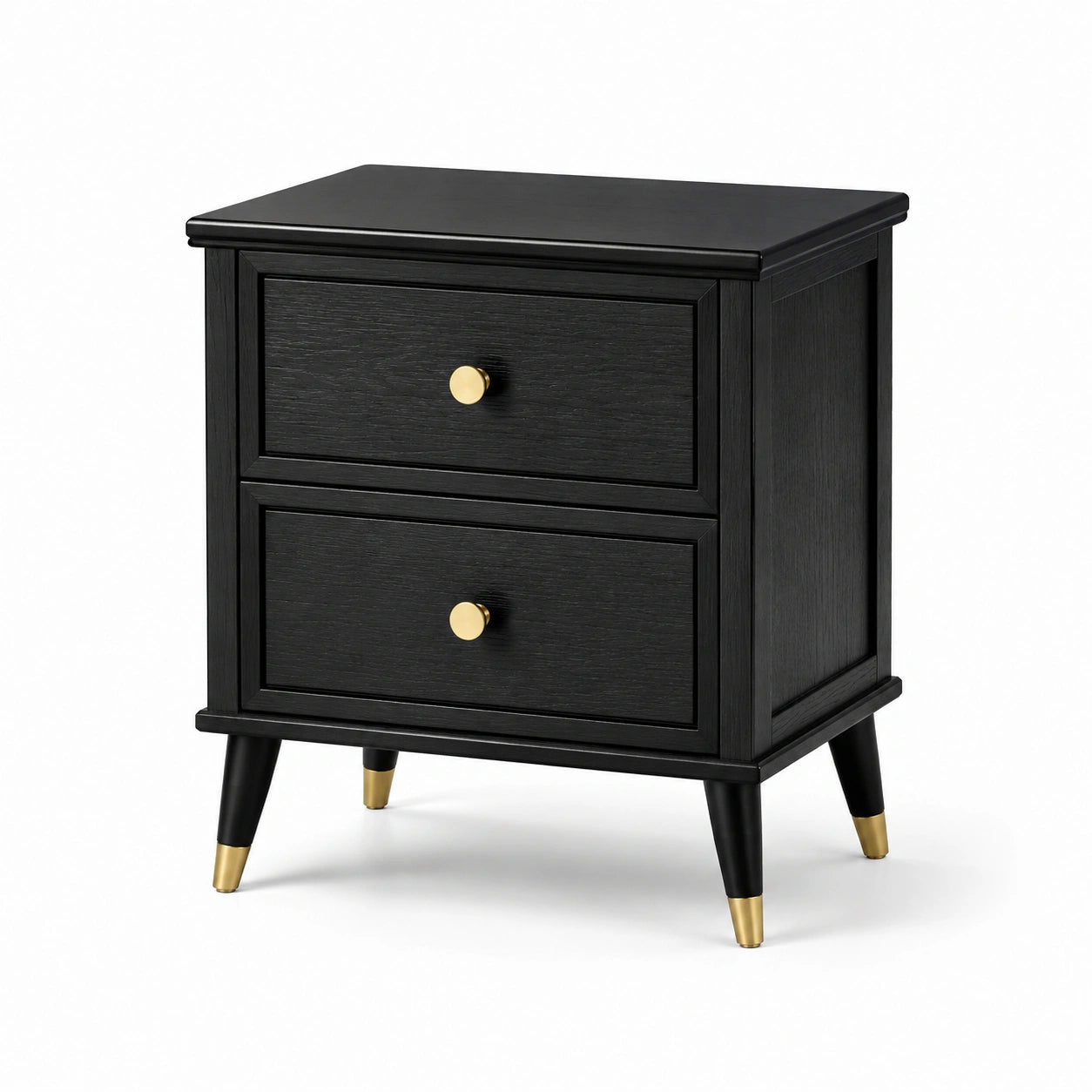 Table de chevet noire et dorée en bois d'ingénierie, 2 tiroirs, 50 x 40 x 60 cm